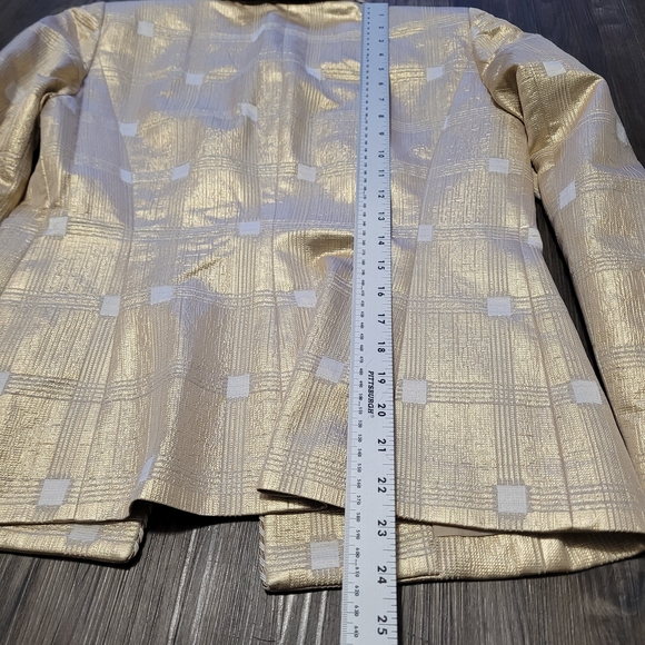 NINA MCLEMORE Jacket Metallic Blazer Size 2 Gold Shimmer Holiday NWT Made In USA - Picture 7 of 9